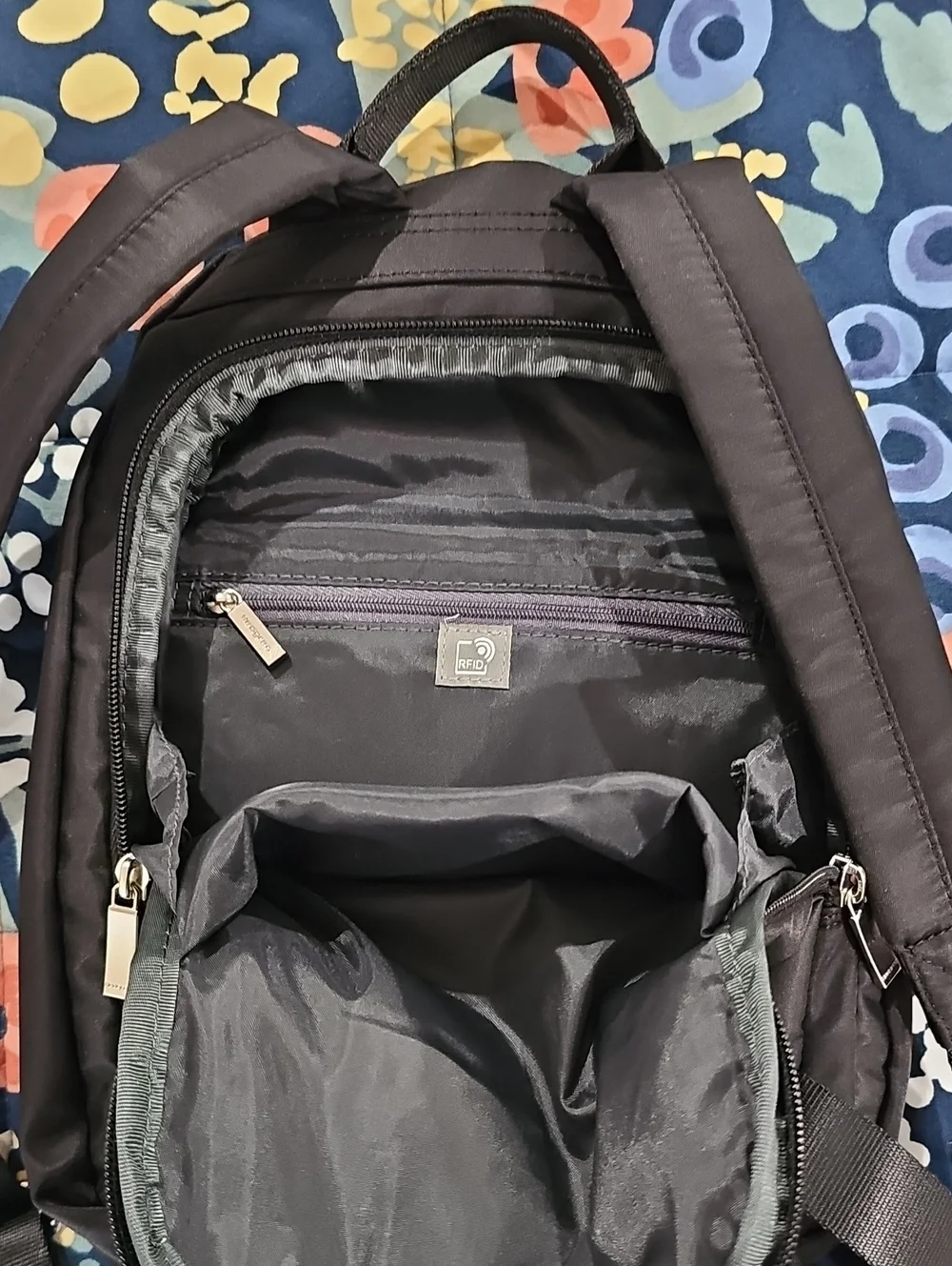 Hedgren Vogue Black backpack features tone-on-tone hardware & RFID-blocking